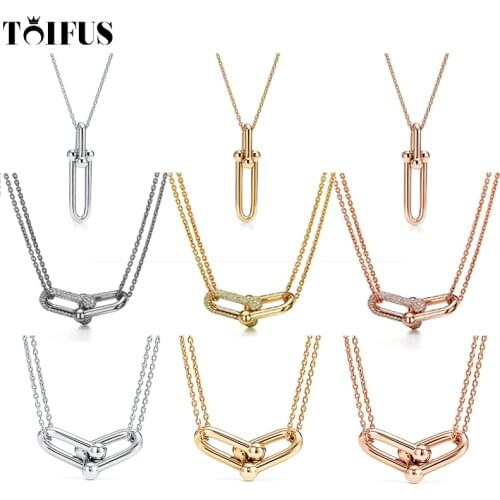 2021 New Style 925 Sterling Silver Lock Punk Style Shiny Necklace For Girls Original Fashion Jewelry Gifts