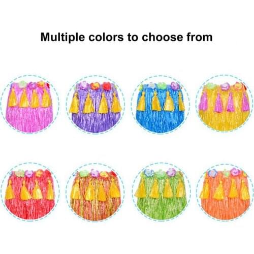 Lightweight 1 Set Good Summer Beach Vacation Costume Grass Skirt Set 8 Colors Grass Skirt High Elastic for Party