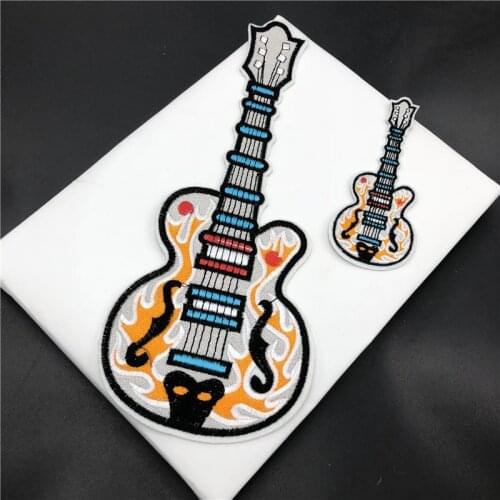 1Pc Guitar Applique Clothing Embroidery Patch Fabric Sticker Iron On Patch Craft Sewing Repair Embroidered for Coat BD0480