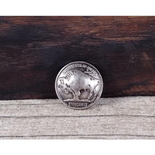 10pc 22*22MM Buffalo Nickel Head Handmade Leathercraft American Coin Belt Conchos Rivet Back