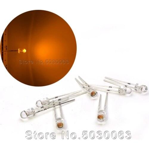 1000pcs/lot 3mm boundless golden yellow round bright large angle warm 2200K DIP LED lamp beads light emitting diode