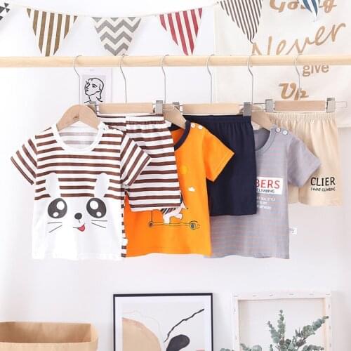 2 PCS/lot Hot Sale Brand New Girls Boys Clothing Children Summer Boys Clothes Cartoon Kids Boy Clothing Set T-shit+Pants Cotton