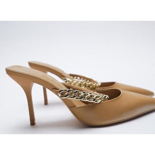 2021 Sandals Female Shoe High Heels New Girls High-heeled Beige Sexy Stiletto Closed Comfort Rubber Rome Scandals Cotton Fabric