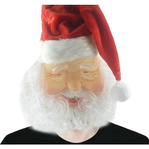 2021 Merry Christmas santa claus costume Latex Mask Outdoor Cute Santa Claus Costume Masquerade Wig Beard Dress up Party Cosplay