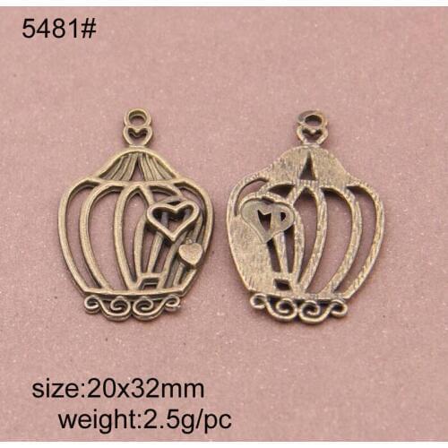 25pcs/lot Antique Bronze Plated 20x32mm Heart Birdcage Alloy Charm Pendant Fit DIY Jewelry Findings