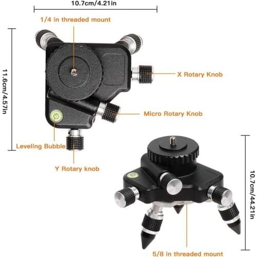 360 Adjustment Rotation Tripod Bracket Base for Laser Level Tripod Connector 1/4 inch and 5/8 Tripod Turning Pivoting Base