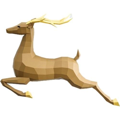 Running Deer Papercraft 3D Paper Model DIY Geometric Origami Trophy Papercraft Sculpture Home Decor Room Wall Decoration Crafts