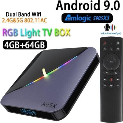 A95X F3 Android 9.0 8K Amlogic S905X3 TV BOX 4K Youtube wifi 4GB 16GB 32GB 64GB RGB Light TV Box