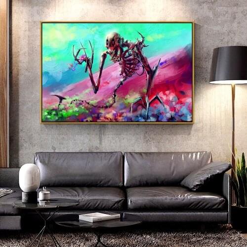 Artcozy Oil Canvas Painting skeleton_art_bright_colorful For Home Decoration Wall Art