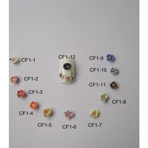 Cf1 3D 30pcs/bag Handmade Ceramic 12 Colors 5-petal Flower Nail Art Decoration Nail art Flower Deco