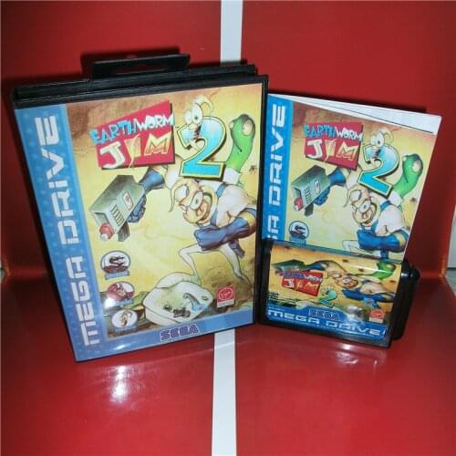 Earthworm Jim 2 EU Cover with Box and Manual For Sega Megadrive Genesis Video Game Console 16 bit MD card