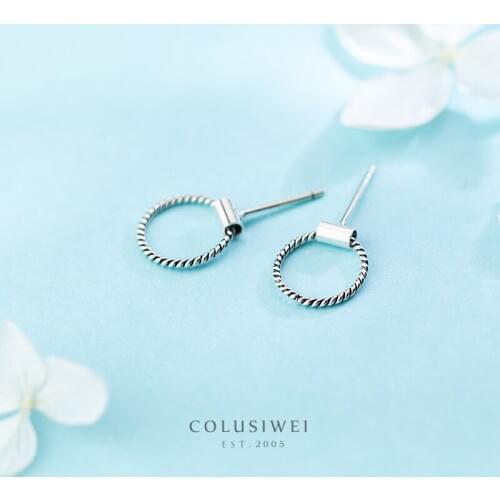 Colusiwei Authentic 100% 925 Sterling Silver Vintage Twist Stud Earrings for Women Geometric Sterling Silver Jewelry 2020 NEW