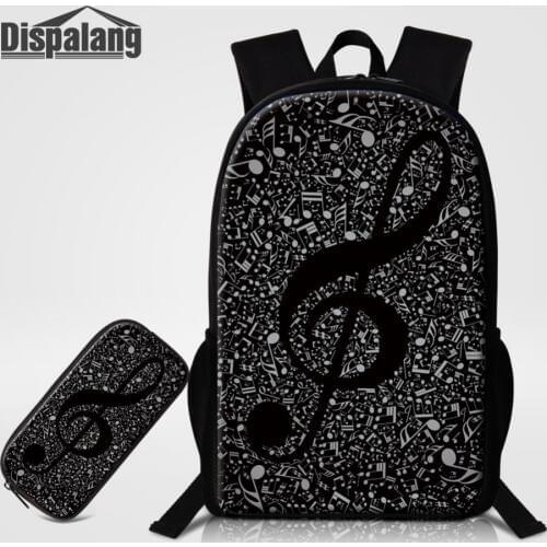 Dispalang 2pcs/set Musical Note Print Backpacks Large School Bags with Pencil Bag For Teenagers Girls Cute Book bag Pencil Case