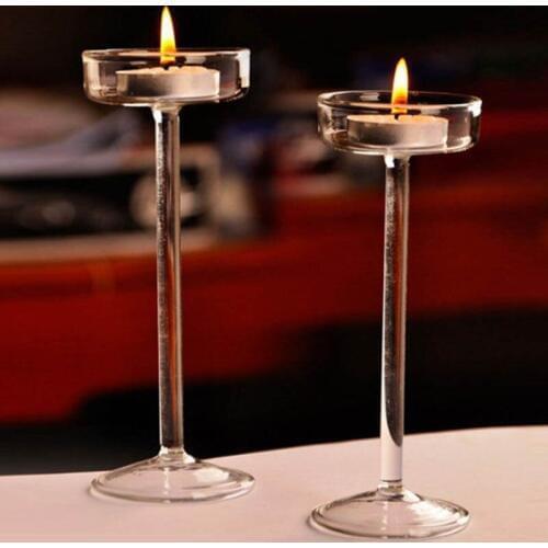 European High Candlestick Glass Candle Holder Romantic Dinner Decoration JAN88