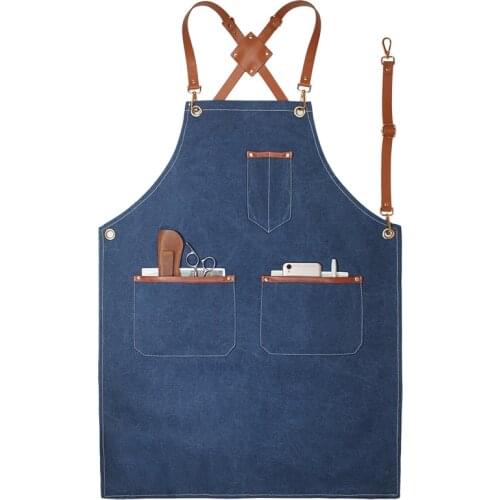 Denim canvas apron, coffee shop, florist, handmade craftsman work clothes, custom logo
