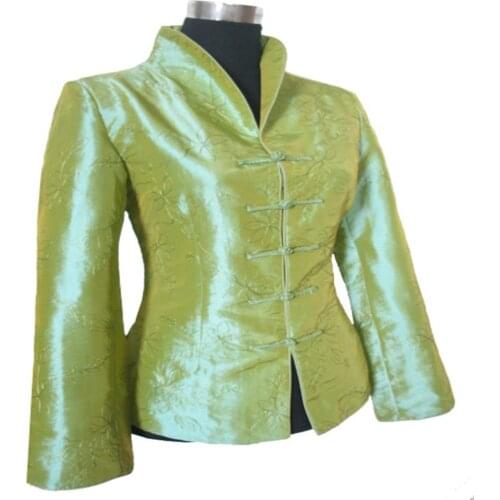 Free Shipping Fashion Ladies Green Jacket Coat Outerwear Chinese tradition Tang suit Size M L 5XL 6XL 001