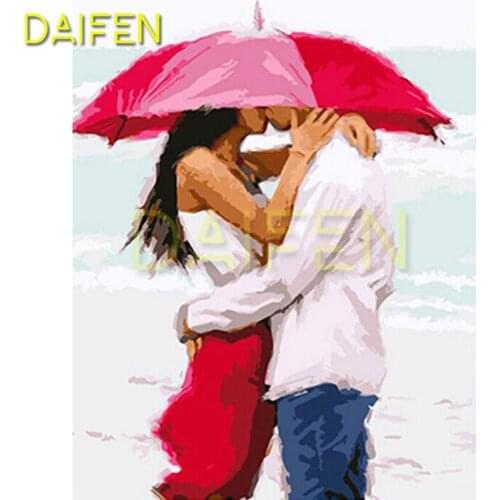 Full Square Diamond mosaic Red umbrella love DIY Diamond embroidery Cross stitch Full Round Diamond painting Red umbrella Couple