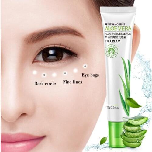 Hot 20g Natural Aloe Vera Hyaluronic Moisturizing Eye Cream Fast Remove Dark Circles Eye Bags Puffine Anti Wrinkles Under