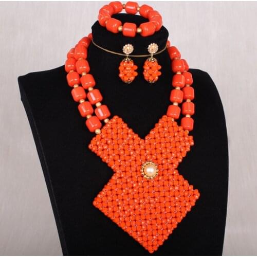 Dudo Artificial Coral Beads Set 2 Layers Crystal Beaded Square Style Geometry Necklace Bracelet Earrings Set Custom White Blue