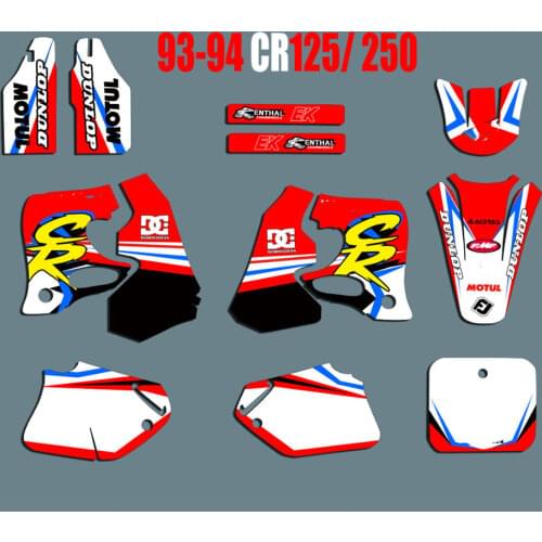 FREE Customized Numbers Names Gloss STICKERS GRAPHICS DECALS For Honda 1994 1993 CR125 CR250 For Honda 125 CR 250CR 1993 1994