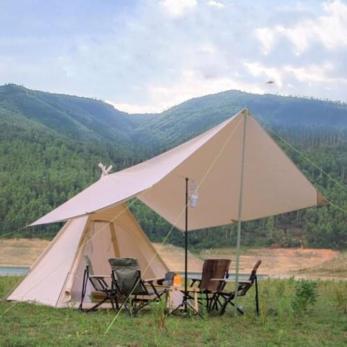 Outdoor Indian Cotton/oxford Tent add sunshelter 3-4 People Camping Pyramid Canopy Top Camping Tent Include Sunsheter