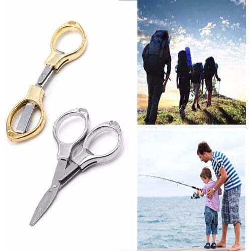 New 1Pc Mini Folding Stainless Steel Scissors Keychain Fishing Scissor Cutter Camping Y51D