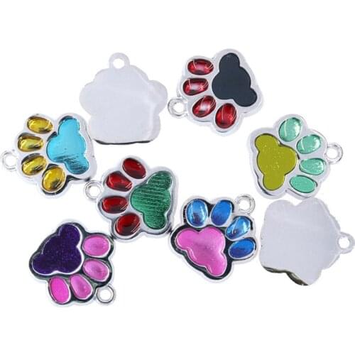 O39DJ Set of 20 •dog Paw Charm Pet Keychain Jewellry Making Charms in Bulk Animal Jewelry Supplies Paw Print Charms or Pendants