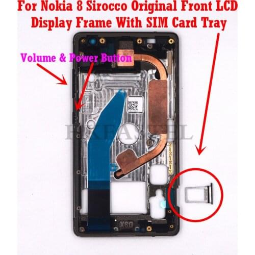 For Nokia 8 Sirocco 8S Original Housing Mobile Phone Front LCD Frame cover SIM card tray volume power key Button