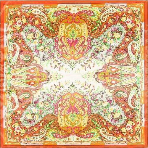 Autumn Winter National Wind Bohemian Sytle Headband Cute Cartoon Cat Printed Shawl style women silk satin 90cm*90cm square scarf