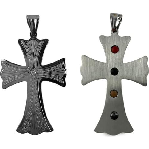 Scalar Quantum Negative ion Cross Energy Pendant with 4 Health Stones EMF Protection Necklace