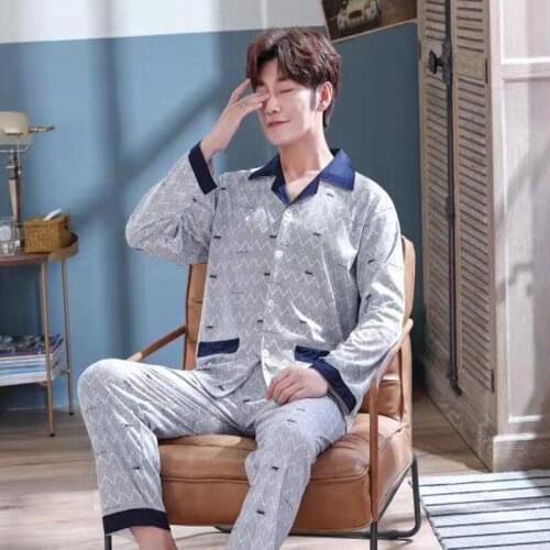Men Cotton Sleepwear Pajamas Set vetement homme luxe Simple Luxury Men Clothes kurta pajama for men
