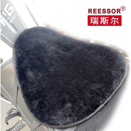 REESSOR 100% Natural Sheep Fur Cushion Wool Sponge Motorcycle Seat Cushions Vulcan Voyager V-Strom Duke GT Roadmaster Gold Wing