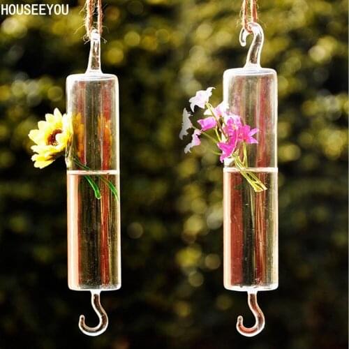 Hanging Tube Crystal Glass Vases Planter Flower Vase for Home Terrarium Container Hydroponic Pot Wedding Party Decoration Gifts