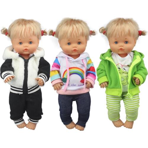 Lovely green frog suit Clothes Fit 41cm Doll Nenuco Purple Long Sleeves T-shirt Purple Dots Pants With Hat