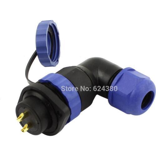 Right Angle Waterproof Aviation Connector SD20 20mm 2 Pin Plastic Female Male Wire Cable Flange Plug Socket Elbow IP68 Discount
