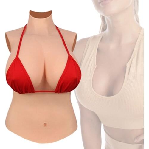 Crossdresser Fake Boobs Realistic Lifelike Soft Silicone Half Body Suit Shemale Sissy Dragqueen Male to Female BCDEG CUP