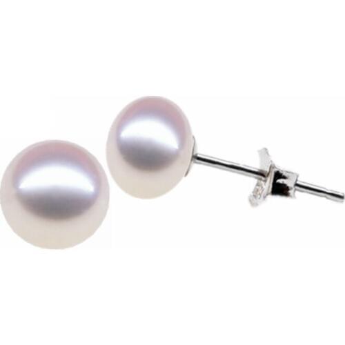 100% S925 Sterling Silver AAAAA perfect 8-9mm natural pearl stud Earrings Fashion pearl Earrings For women Super Promotions