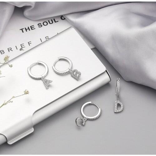 Minar 26 Letters Gold Silver Colour Pendant Earrings for Women Girls Full CZ Stone Rhinestone Round Earrings Luxury Accessories