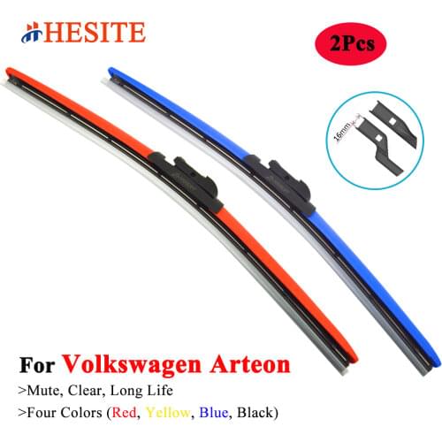 2Pcs Colored Frameless Windscreen Wiper Blades For Volkswagen Arteon 2017- 2020 Red Blue Yellow Winter Wipers 26" + 19" H6 Hook