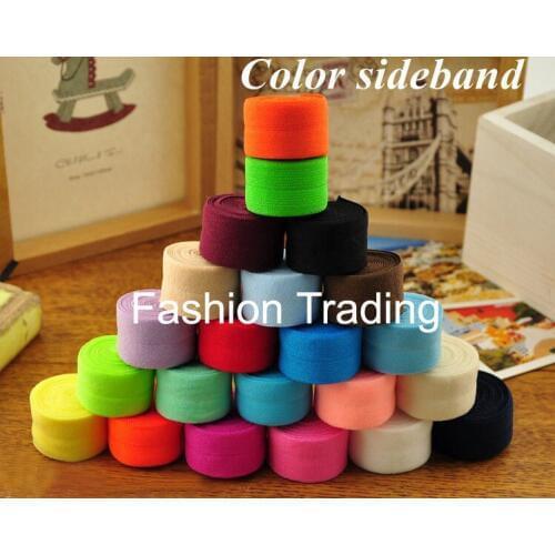 Mix 36 Colors 400yards/lot 5/8'' 1.5cm Fold Over Elastic Baby Girls hair FOE Girl DIY Stretchy Shiny Band For Hair Accessories