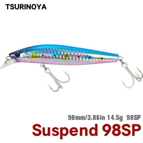 TSURINOYA 98mm 14.5g SP Tungsten Weight System Suspend Minnow DW86 Fishing Lure Crank Wobbler Long Casting Artificial Hard Baits