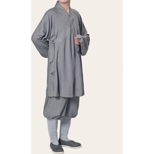UNISEX LINEN Buddhist Monks kung fu uniforms lohan arhat suits Buddhism abbot nunmartial arts robesclothing sets GREY