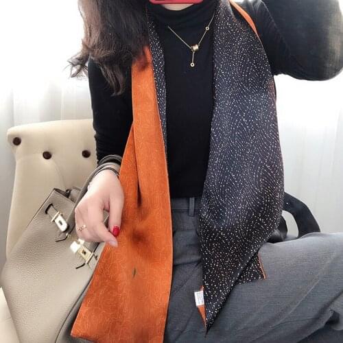 2021 spring Korean version of all-match women scarf silk hand-feel double-sided printing scarf thin section scarf 15x150cm