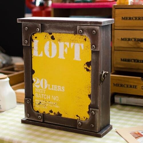 Vintage Wall Hanging Wooden key Storage Cabinet Hook Cargo Storage Box Multifunction Wall Keys Hanging Hook Storage Holder