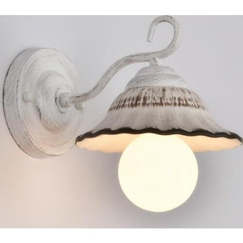 Vintage American minimalist ceramic led wall lamps Nordic creative white E27 wall lights for balcony bedroom aisle Reataurant