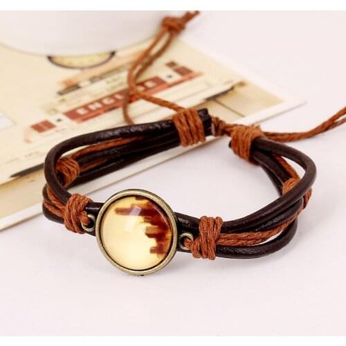 Vintage Designer Round Charm Bracelet Bohemia Holidays Jewelry Women Bracelet Hemp Rope Hand Made Wristband Man Leather Bangles
