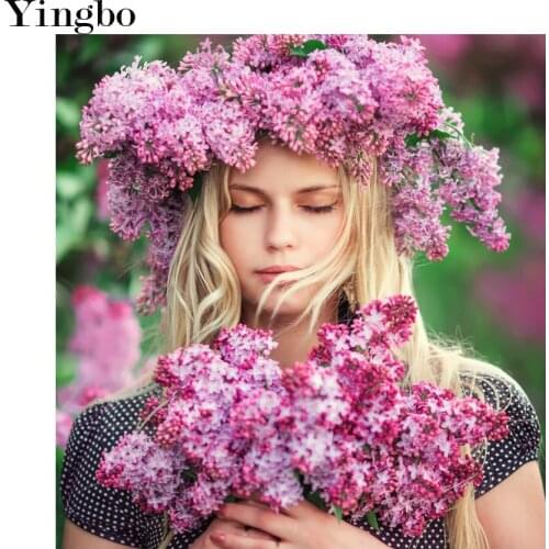 Woman Flower 5D Full Square Drill Diamond Embroidery Diy Diamond Painting Cross Stitch Garden Girl Home Decor Diamond Mosaic New