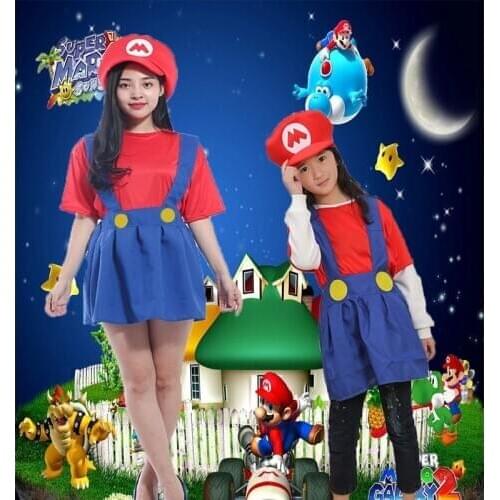 Halloween Girls Female Mario Cosplay Costumes Cartoon Anime Super Mary Women Dress for Halloween Cosplay Clothing