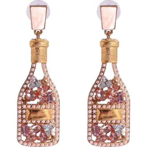 2021 New Crystal Jewelry Multicolor Lovely Vintage Bottle Alloy Pearl Stud Earrings For Women
