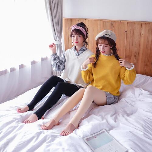 Women Winter Thickened Pantyhose Warm Plush Bare Leg Color Outside Wearing 50g- 420g Nylon Pantyhose Women Black skin color